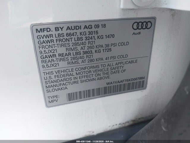 2019 AUDI Q7 WA1VAAF75KD007884 Photo 8