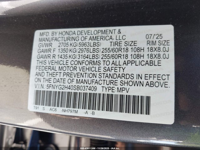Honda Pilot Ex-l 2025 5FNYG2H40SB037409 Image 9