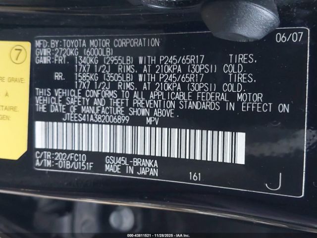 2008 TOYOTA HIGHLANDER JTEES41A382006899 Photo 8