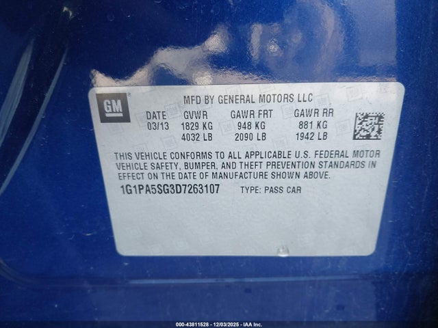 2013 CHEVROLET CRUZE 1G1PA5SG3D7263107 Photo 8