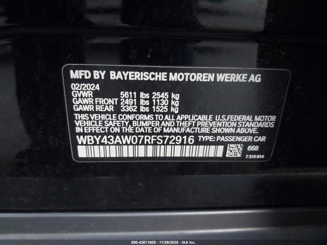 WBY43AW07RFS72916 BMW I4 Gran Coupe Edrive35