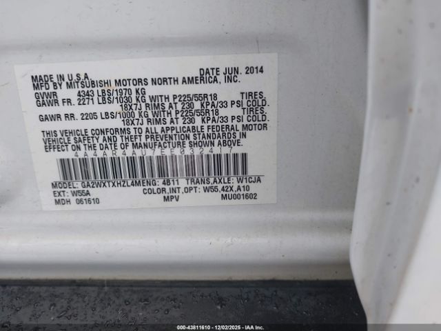 2014 MITSUBISHI OUTLANDER SPORT 4A4AR4AU7EE032417 Photo 8