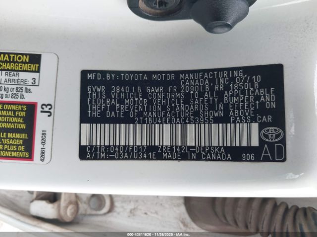 2010 TOYOTA COROLLA 2T1BU4EE0AC453955 Photo 8