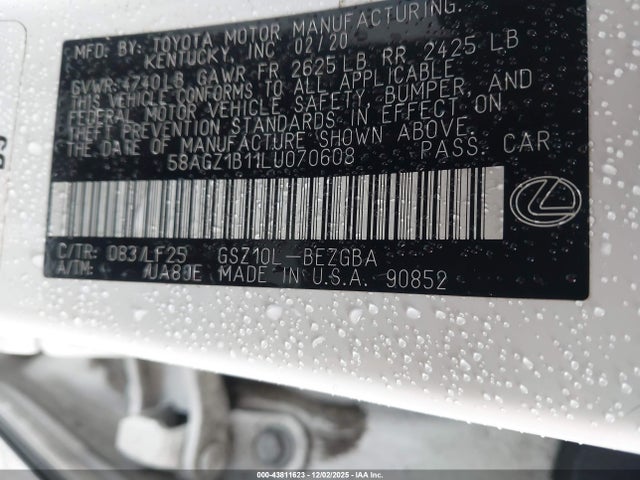 2020 LEXUS ES 350 58AGZ1B11LU070608 Photo 8