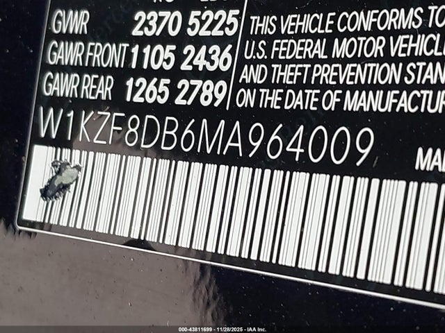 Aukcja sprzedaży 2021 Mercedes-benz E 350, vin: W1KZF8DB6MA964009, numer aukcji: 43811699