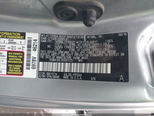 2011 TOYOTA SIENNA 5TDKK3DC1BS081325 Photo 8