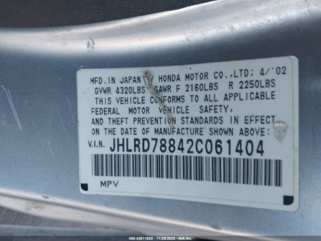 2002 HONDA CR-V JHLRD78842C061404 Photo 8