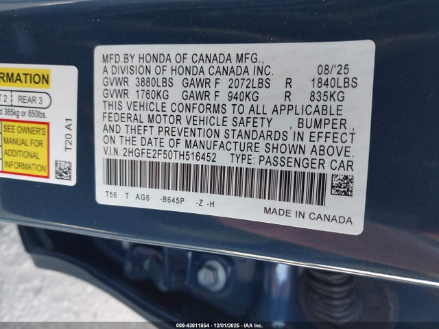 2HGFE2F50TH516452 Honda Civic Sport
