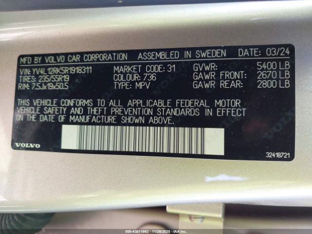 2024 VOLVO XC60 YV4L12RK5R1918311 Photo 8