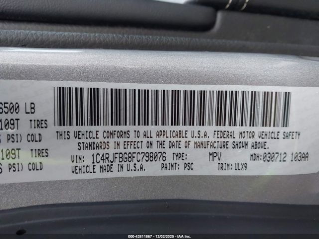 2015 JEEP GRAND CHEROKEE 1C4RJFBG8FC798076 Photo 8