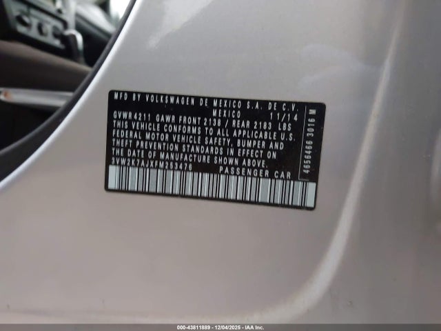 Volkswagen Jetta 2.0l S 2015 3VW2K7AJXFM253476 Image 9