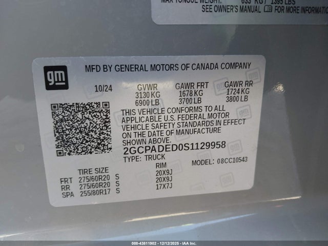 2GCPADED0S1129958 Chevrolet Silverado 1500 2wd Short Bed Rst