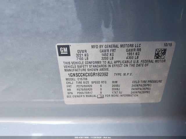 Chevrolet Tahoe Ltz 2016 1GNSCCKCXGR182392 Image 9