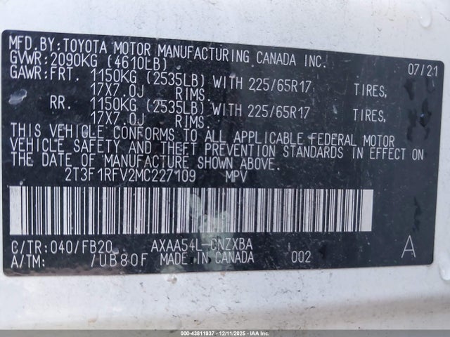 Toyota RAV4 LE 2021 2T3F1RFV2MC227109 Image 9