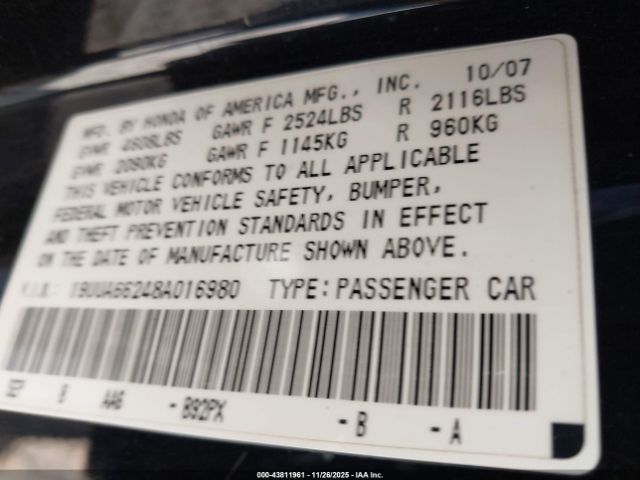 2008 ACURA TL 19UUA66248A016980 Photo 8