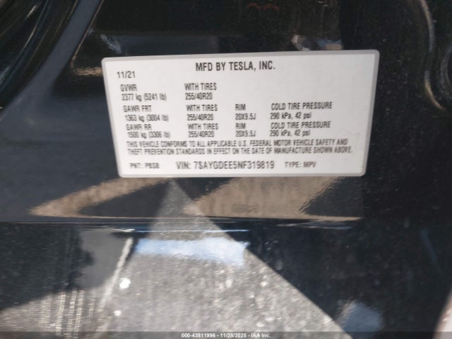 2022 TESLA MODEL Y 7SAYGDEE5NF319819 Photo 8