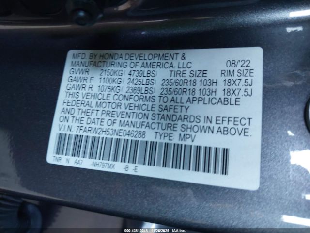 2022 HONDA CR-V 7FARW2H53NE046288 Photo 8