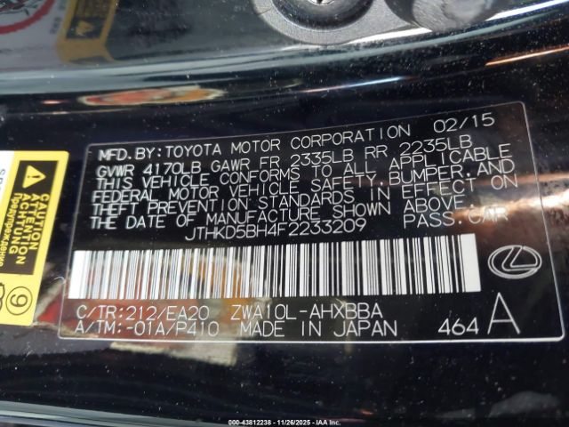 2015 LEXUS CT 200H JTHKD5BH4F2233209 Photo 8