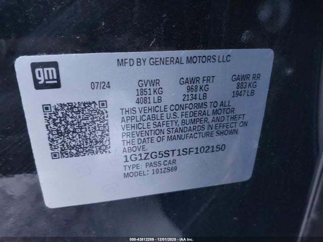 1G1ZG5ST1SF102150 Chevrolet Malibu Fwd Rs
