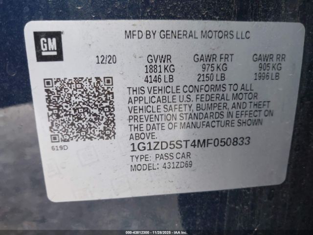 2021 CHEVROLET MALIBU 1G1ZD5ST4MF050833 Photo 8