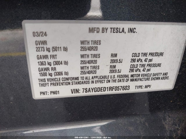 2024 TESLA MODEL Y 7SAYGDED1RF057603 Photo 8