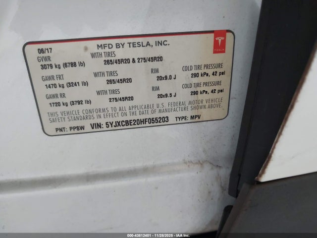 2017 TESLA MODEL X 5YJXCBE20HF055203 Photo 8