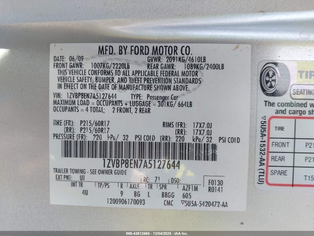 2010 FORD MUSTANG 1ZVBP8EN7A5127644 Photo 8