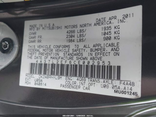 2012 MITSUBISHI ECLIPSE SPYDER 4A37L2EF6CE002953 Photo 8