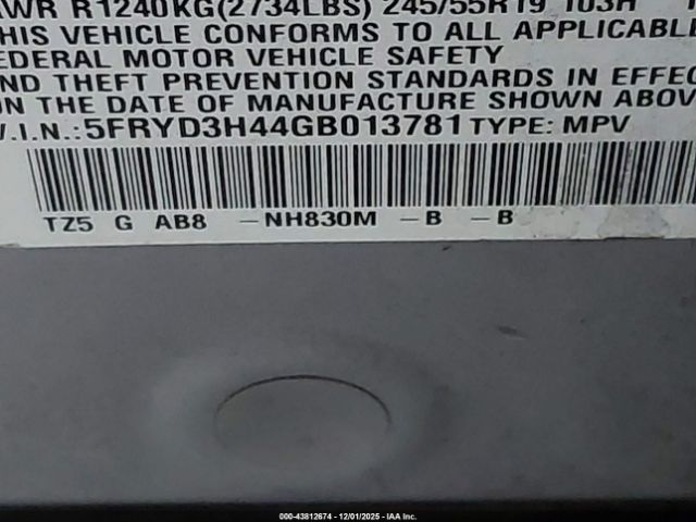 2016 ACURA MDX 5FRYD3H44GB013781 Photo 8