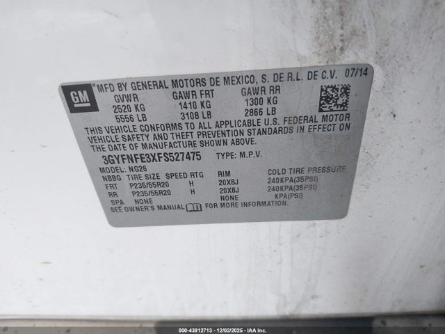 2015 CADILLAC SRX 3GYFNFE3XFS527475 Photo 8