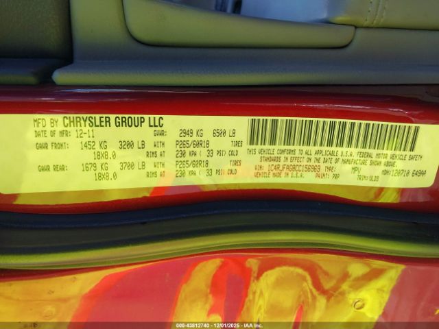 2012 JEEP GRAND CHEROKEE 1C4RJFAG8CC156969 Photo 8