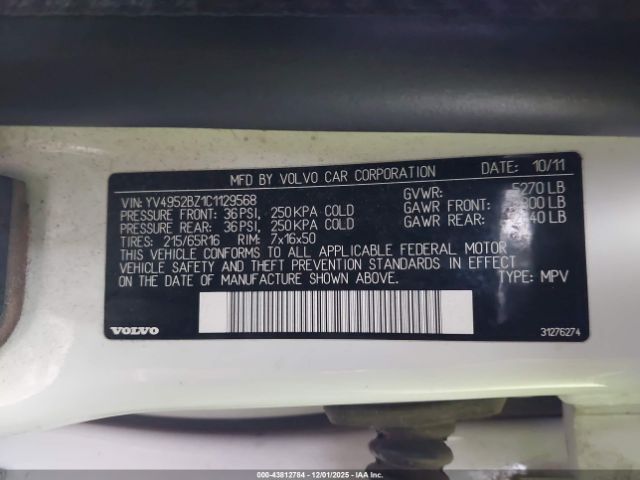 2012 VOLVO XC70 YV4952BZ1C1129568 Photo 8