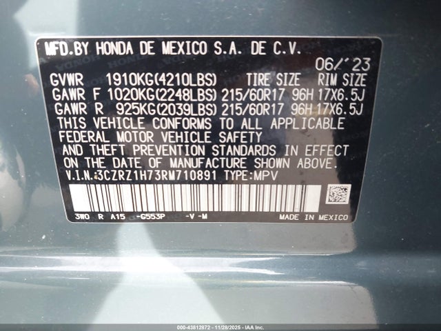 2024 HONDA HR-V 3CZRZ1H73RM710891 Photo 8