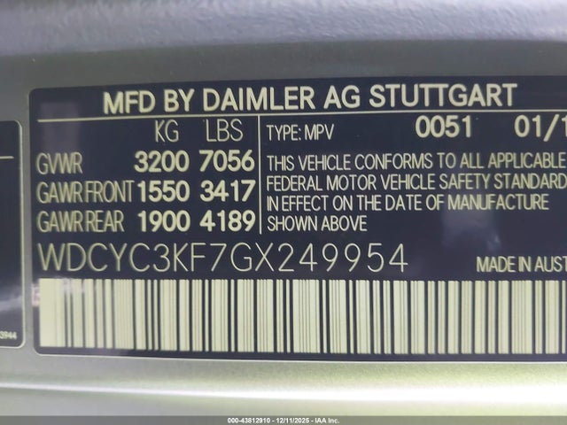 WDCYC3KF7GX249954 Mercedes-Benz G 550 4matic