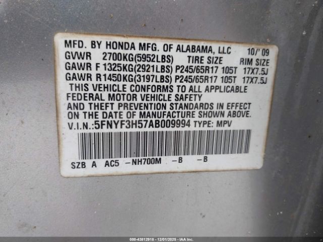 2010 HONDA PILOT 5FNYF3H57AB009994 Photo 8