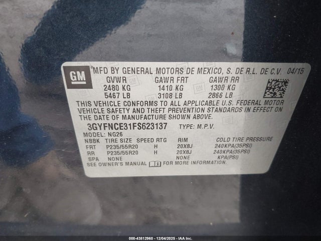 2015 CADILLAC SRX 3GYFNCE31FS623137 Photo 8