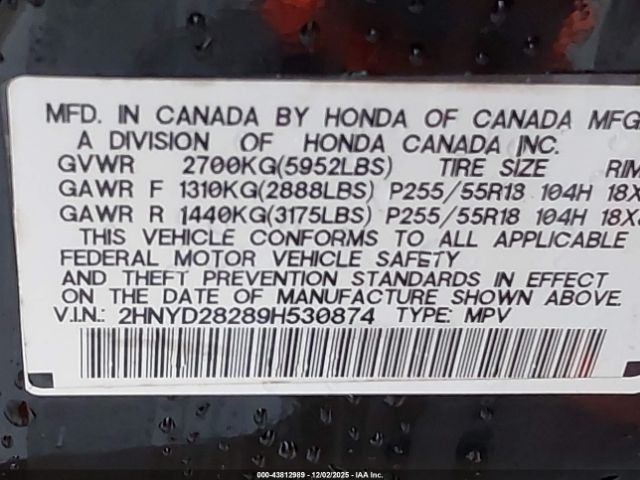 2009 ACURA MDX 2HNYD28289H530874 Photo 8