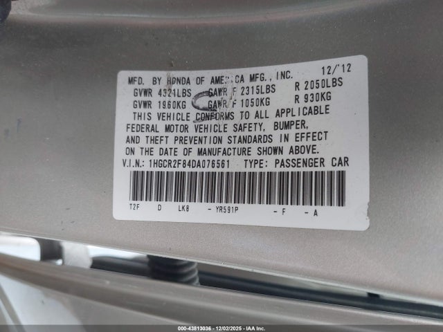 2013 HONDA ACCORD SDN 1HGCR2F84DA076561 Photo 8