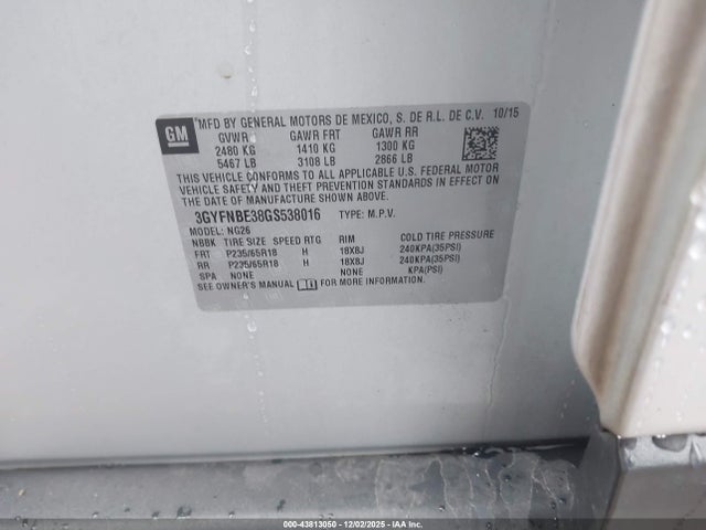 2016 CADILLAC SRX 3GYFNBE38GS538016 Photo 8