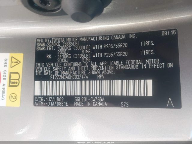 2017 LEXUS RX 350 2T2ZZMCA0HC037474 Photo 8