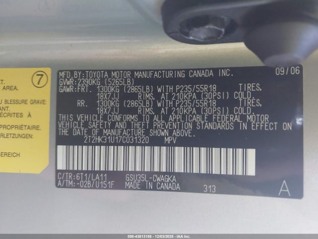 2007 LEXUS RX 350 2T2HK31U17C031320 Photo 8
