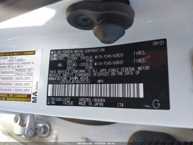 2022 TOYOTA 4RUNNER JTEAU5JR1N5255751 Photo 8