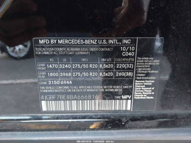 2011 MERCEDES-BENZ GL 450 4JGBF7BE8BA666816 Photo 8