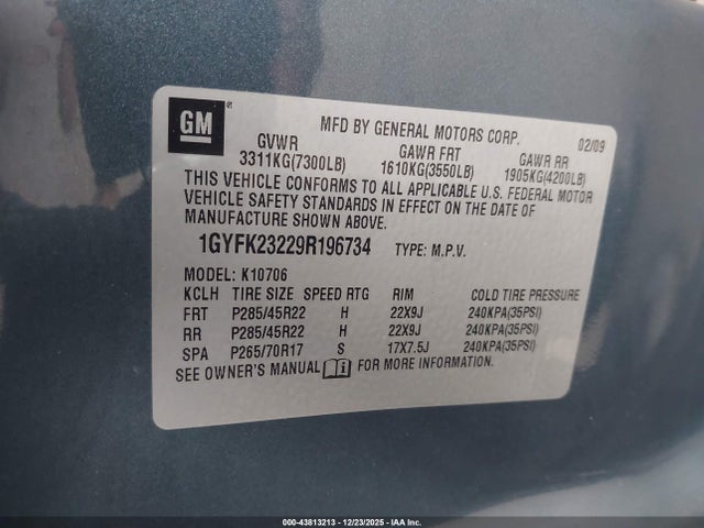 2009 CADILLAC ESCALADE 1GYFK23229R196734 Photo 8