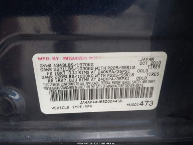 2011 MITSUBISHI OUTLANDER SPORT JA4AP4AU8BZ004458 Photo 8