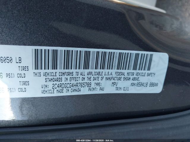 2017 DODGE GRAND CARAVAN 2C4RDGCG4HR765789 Photo 8