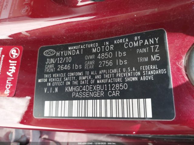 2011 HYUNDAI GENESIS KMHGC4DEXBU112850 Photo 8