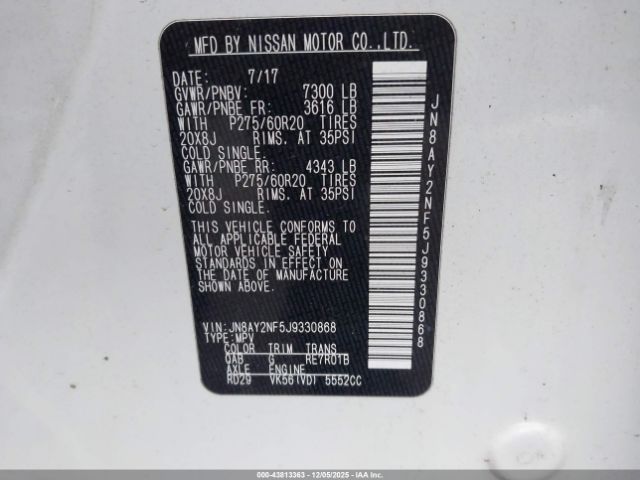 2018 NISSAN ARMADA JN8AY2NF5J9330868 Photo 8