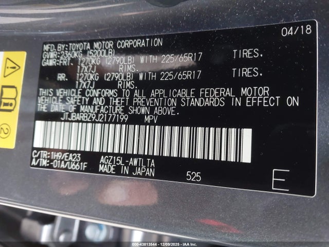 43813544 :رقم المزاد ، JTJBARBZ9J2177199 vin ، 2018 Lexus Nx 300 مزاد بيع