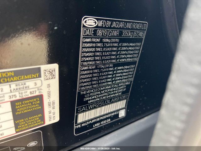 2020 LAND ROVER RANGE ROVER SPORT SALWR2SU3LA891081 Photo 8